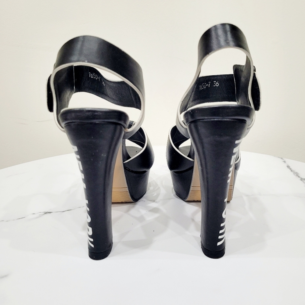Vintage 90s Black & White Funky Style Heels Shoes US 6.5 - Picture 8 of 12